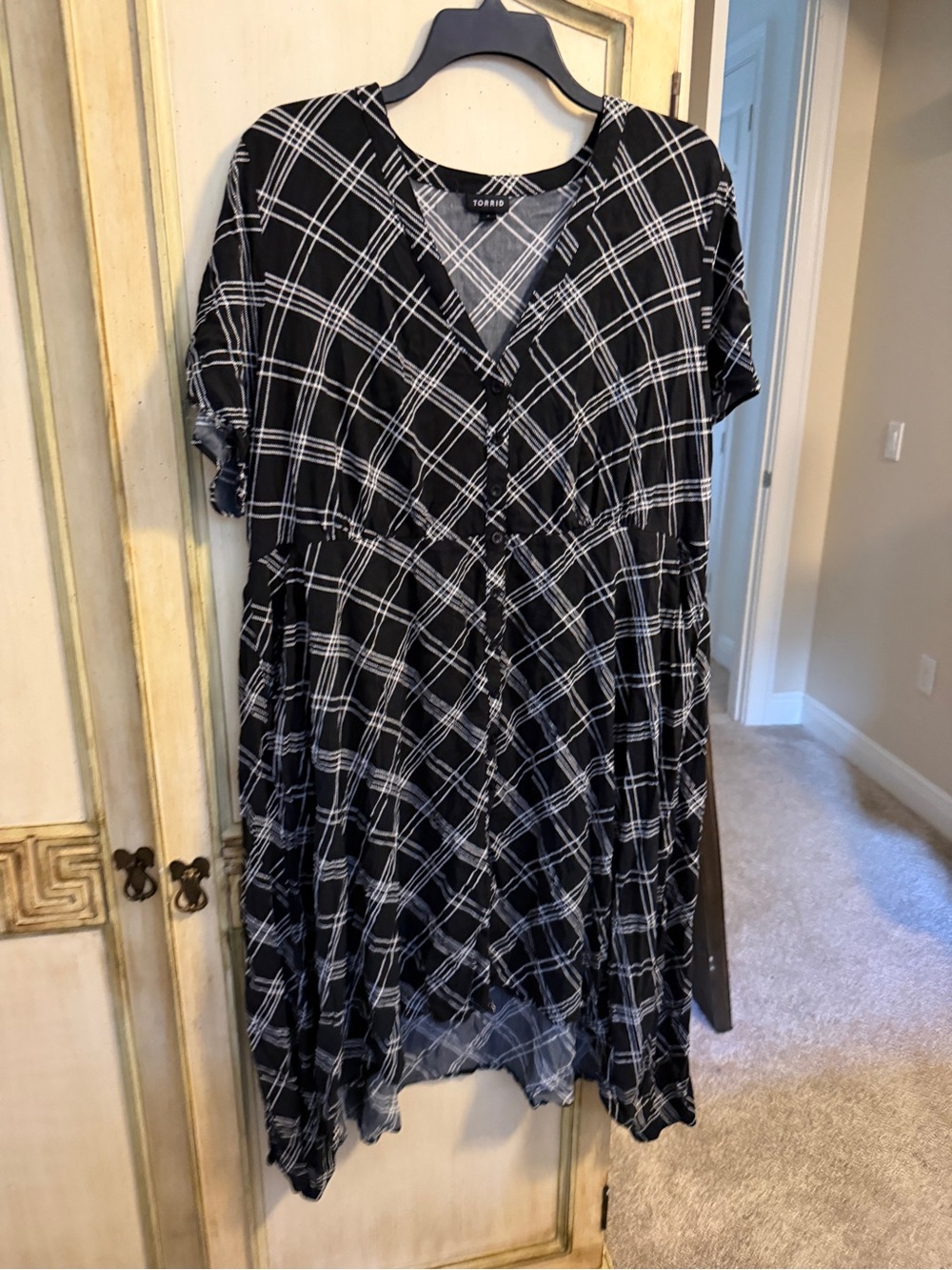 torrid Black and White Plaid Asymmetrical Button Dress